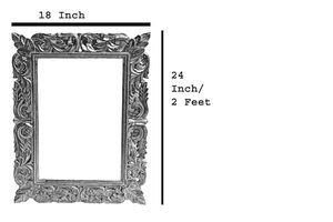 Carved Resin Eco-Friendly Luxury Vintage Floral Decorative Vanity Wall Mirror Blue Gold Finish for Bathroom Bedroom Entryway - Product Image 2