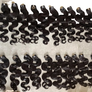 100% brut vietnamien Remy Extensions de cheveux corps ondulé HD dentelle avant perruque avec trame unique couleur naturelle Machine trame - Product Image 4
