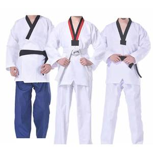 Uniformes de Taekwondo personnalisés, durables et légers avec logo frontal, 100% coton, fabriqués par Eoin Winston Sports Sialkot Pakistan - Product Image 1