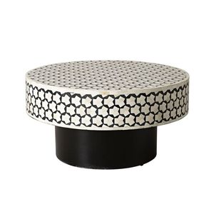 Table basse ronde de luxe en os et nacre, style américain, faite à la main, taille personnalisable - Product Image 3