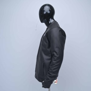 Chaqueta de Cuero PU Negra para Hombre a Precio Económico al por Mayor, con Logotipo Bordado, Cierre de Botones Delanteros, Corte Regular, Estilo Casual, para Otoño - Product Image 4