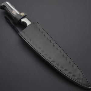 Cuchillo de Chef Jexmoo Personalizado Hecho a Mano con Hoja de Acero de Damasco de 8 Pulgadas, Mango Elegante y Funda de Cuero - Regalo para Chef - Product Image 6