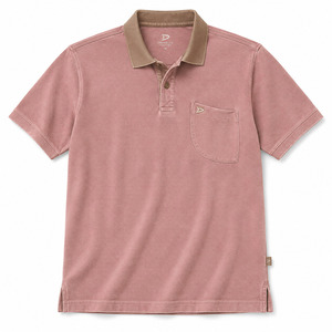 Polo en coton Oxford de haute qualité, manches courtes, couleur unie, design décontracté avec poche, finition lavée, longueur normale - Product Image 1