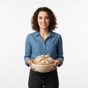 <b>Bread</b> Proofing <b>Basket</b> Set Natural Rattan Banneton with Linen Liner for Sourdough Dough Rising Baking Tool Round Fermentation Kit - Product Image 5