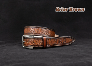 Boucle Western Vintage en Laiton Massif, Sculptée à la Main, Cuir Argentin de Haute Qualité, Ceinture 40MM pour Hommes et Femmes, Longueur Personnalisable - Product Image 4