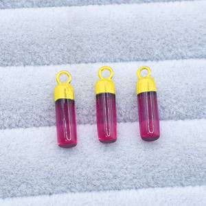 จี้ทรงกระบอกหินแคลเซโดนีสีชมพูร้อนธรรมชาติ หุ้มทอง ประดับอัญมณี งานแฮนด์เมด ของขวัญวันวาเลนไทน์ - Product Image 3