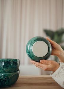 ชามเซรามิกดีไซน์เนอร์เคลือบหยกสีเขียวเข้ม รูปทรงโค้งมนเรียบเนียน ปลอดภัยสำหรับอาหาร แข็งแรงทนทาน เหมาะสำหรับการรับประทานอาหารที่ทันสมัยอย่างมีระดับ - Product Image 6