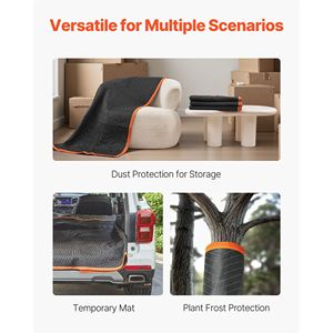 6 couvertures de déménagement grandes et résistantes 72 x 40, en tissu non tissé rembourré avec rembourrage en coton, matériau de protection et d'amortissement, 32 lb/dz - Product Image 6