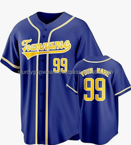 Maillot de baseball personnalisé OEM, col en V, entièrement boutonné, respirant, design cousu, impression par transfert thermique, 100% polyester, couleur personnalisée - Product Image 2