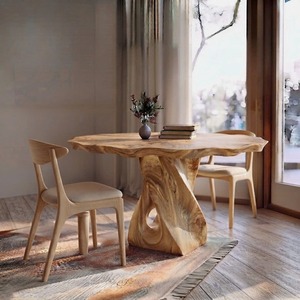 Dining <b>Table</b> Solid Wood Tabletop With Sculpture Dining Room Furniture 2026 Modern Luxury Dining Room Furniture Natural Wood - Product Image 2