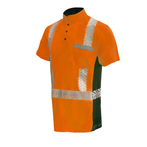 Hi Vis Reflective Short Sleeve Work Shirt Men's Safety <b>Polo</b> Yellow <b>Orange</b> Quick Dry Woven Polyester Casual Style - Product Image 3