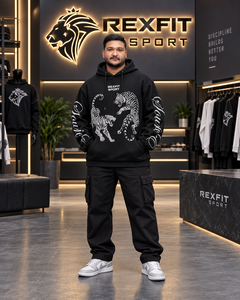 Sudadera con capucha y cremallera para hombre, negra, con diseño gráfico en la manga, corte regular, estilo urbano, 100% algodón, invierno, personalizada, OEM, venta al por mayor - Product Image 1