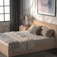 Lit superposé moderne Furnizone 2244 taille Queen avec cadre en panneaux de particules, tête de lit et sommier robuste