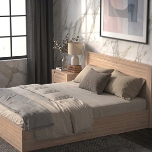 เตียงเฟรม Furnizone Modern 2244 ขนาดควีนไซส์ โครงเตียงทำจากแผ่นปาร์ติเคิลบอร์ด พร้อมหัวเตียง รองรับที่นอนได้ดีเยี่ยม แข็งแรงทนทาน - Product Image 1