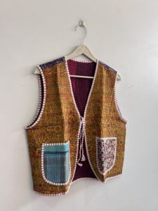 Chaleco Corto de Algodón Transpirable, Estilo Vintage, Hecho a Mano, Kantha, para Mujer - Product Image 5