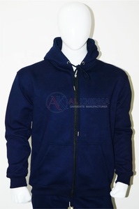เสื้อฮู้ดซิปผู้ชายสีกรมท่าเข้ม 480 GSM ผ้าฟลีซหนานุ่ม ทรงปกติ มีกระเป๋าหน้า ปักโลโก้แบบกำหนดเอง  ให้ความอบอุ่น สไตล์สตรีทแวร์ ผ้าฝ้าย 100% - Product Image 2