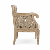 Fauteuil d'appoint de luxe en bois massif sculpté à la main avec accoudoirs en forme d'ailes de cygne, rembourré, pour hôtel, villa, salon