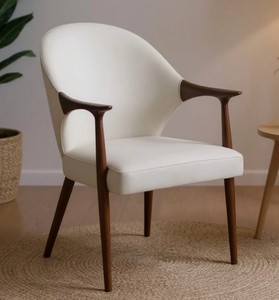 Modern Solid Wood <b>Dining</b> <b>Chair</b> Upholstered Faux Leather Seat Back Midcentury Design for Home <b>Dining</b> Use - Product Image 1