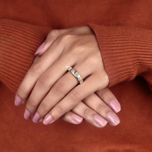 Flush Lab Grown Diamond Band 14K Gold Gypsy Wedding <b>Ring</b> Diamond Wide Band Minimalist Bridal <b>Ring</b> Anniversary Gift Her - Product Image 4