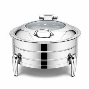 Modern Electric Round Chafing Dish Buffet Food <b>Warmer</b> Stainless Steel Catering Server 8L Auto Shut-Off - Product Image 1