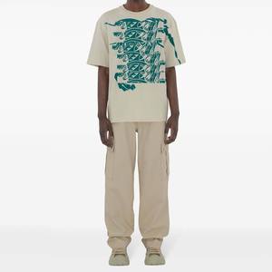 T-shirt en coton de haute qualité, imprimé, marque de créateur, col rond, manches courtes, avec motif imprimé bleu sarcelle, coupe classique, décontracté, en jersey - Product Image 4