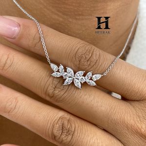 Luxury Marquise Cut Diamond Vine Necklace 925 Sterling <b>Silver</b> Floral Cluster Statement Pendant for Women Bridal Wedding Jewelry - Product Image 5