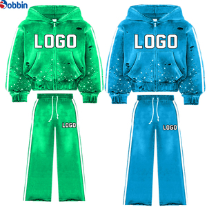 Conjunto Deportivo de 2 Piezas para Hombre y Mujer, Estilo Informal, Lavado Ácido, Transpirable, con Cierre de Cremallera, Pantalones Deportivos, Moda de Invierno - Product Image 6