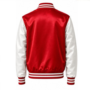 Veste de sport rouge pour homme avec manches blanches, lettre R brodée, patch de football, style preppy, col rabattu, coupe classique - Product Image 3