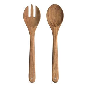 Trending American Style Acacia Wood Salad Server Spoon Fork Set Customized Color Resin Handle Eco-Friendly Dishwasher <b>Safe</b> <b>Tools</b> - Product Image 3
