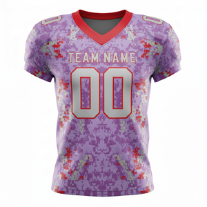 เสื้อฟุตบอลอเมริกันแบบซับลิเมชั่นสั่งทำพิเศษสำหรับผู้ใหญ่ แขนสั้น ระบายอากาศได้ดี มีไซส์พลัส คอวี ผ้าโพลีเอสเตอร์ 100% ด้านหน้า - Product Image 4