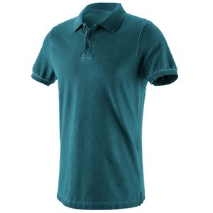 Polo de Manga Corta para Hombre, Color Verde Azulado, Tela Oxford de Algodón, Transpirable, Estilo Casual, Corte Regular, Color Sólido, Diseño con Botones - Product Image 4