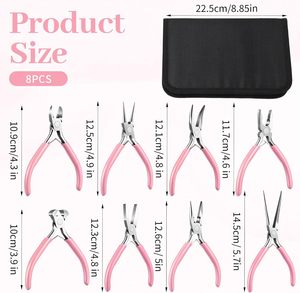 Mini Jewelry <b>Pliers</b> <b>Set</b> 8 PCS Stainless Steel Craft Tools for Necklace Bracelet and Earring Making with Case - Product Image 6