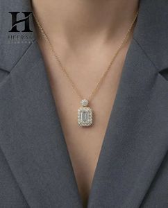Luxury <b>Emerald</b> Cut Diamond <b>Pendant</b>, 14K/18K Gold Halo Setting Fine Jewelry by Heerak Diamonds - Product Image 4
