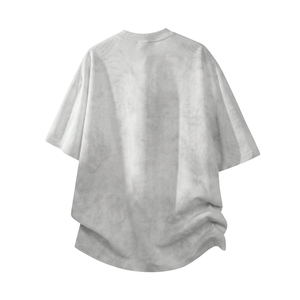 Camiseta de manga corta para hombre, oversize, 100% algodón, con lavado ácido, cuello redondo, estilo hip hop, casual, streetwear, con detalle de costura de paneles, venta al por mayor - Product Image 4