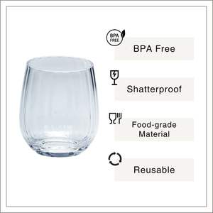 [Holar] Verres à vin sans pied en plastique transparent de 14 oz, design rayé unique, fabriqués à Taïwan, pour événements et cadeaux d'affaires - Product Image 2