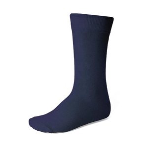 Men's Navy Blue Crew <b>Socks</b> 100% Cotton Knitted Solid Color Breathable Daily Wear Autumn Standard Thickness - Product Image 3
