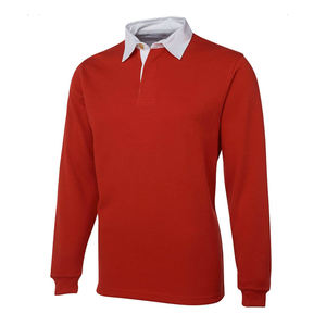 Maillots de rugby à manches longues en coton 100% respirant, poids lourd, avec logo brodé personnalisé, vêtements d'équipe, OEM, sport, rugby, football - Product Image 1