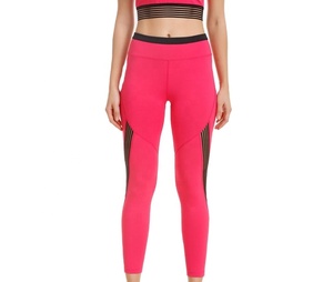 Women's High Waist Full Length Pink Sporty <b>Leggings</b> Knitted Spandex <b>Nylon</b> Stretch Breathable Quick Dry Seamless - Product Image 3