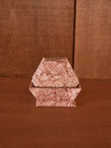 Juego de 6 posavasos hexagonales de mármol rosa, posavasos de piedra natural con soporte. - Product Image 2