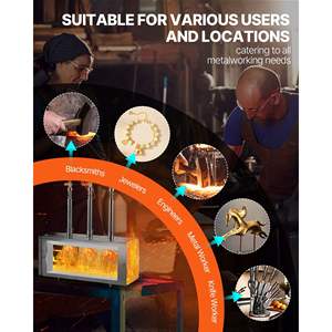 Horno de Propano Portátil de Gran Capacidad, 2600 Grados Fahrenheit, 3 Quemadores, Forma Cuadrada, Acero Inoxidable, Herramientas de Forja a Gas, Herrero - Product Image 6