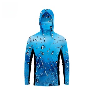 Men White Red <b>Flame</b> Print Hooded Fishing Jacket UPF 50 Quick Dry Polyester Long Sleeve Zipper Closure Outdoor Wear - Product Image 5
