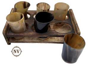 Verre à vin rustique en corne naturelle pour restaurants, gobelet en corne de buffle de qualité supérieure pour cadeaux de mariage, ensemble de verres à vin en corne avec plateau en bois - Product Image 3