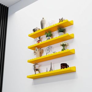 Yellow Wall Mounted Floating <b>Shelves</b> Nursery Storage Tray Set 4 Modern Flexible Multifunction Wooden Display <b>Rack</b> for Bedroom - Product Image 5