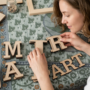 Letras Iniciales de Madera Pulida Ecológicas Personalizadas para Manualidades, Decoración del Hogar Estilo Antiguo - Colección Hecha a Mano - Product Image 1