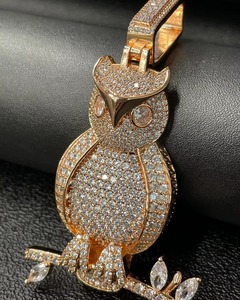 Rose Gold Plated 925 Silver Owl Pendant With Moissanite Stone HipHop Iced Out Two Tone Pendant Protection <b>Spirit</b> Bird Pendant - Product Image 6
