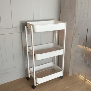 3 Tier Metal Rolling <b>Storage</b> Cart with Wheels for Kitchen Living Room Heavy Duty Powder Coated Indoor use - Product Image 1