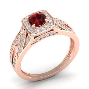 REYES Luxury 14K Solid Gold Round Cut 0.4 Carat Garnet Gemstone Halo <b>Ring</b> GRA Certified Moissanite Engagement <b>Rings</b> For Her - Product Image 2