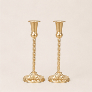Fine Quality Gold Plated Metal Taper Candle Holders with Twisted Stem Design Vintage Candlestick Stand Modern Home Dining Decor - Product Image 5