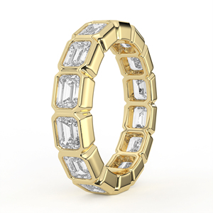 14K 18K Gold Emerald Cut Lab Grown Diamond Eternity Band <b>Ring</b> Modern Bezel Set Full <b>Circle</b> Geometric Stackable Wedding Jewelry - Product Image 5