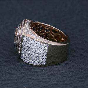 Moissanite <b>Ring</b> Rhodium Christian Hexagon Shape 925 Sterling Silver Pave Setting Brilliant Cut Geometric Minimalist Unisex - Product Image 4
